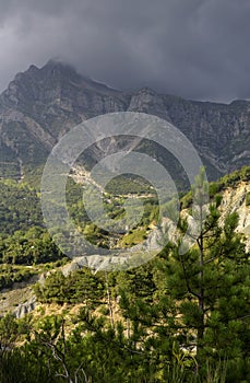 The majestic mountain on a cloudy day region Tzoumerka, Epirus, Greece