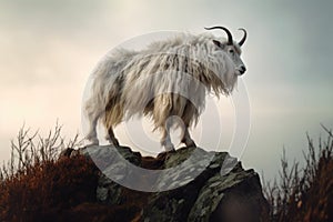 majestic mountain goat standing proudly on a cliff edge