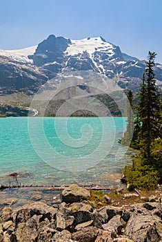 Majestic mountain lake in Canada. Upper Joffre Lake Trail View. Joffres Lake in the Provincial park in British Columbia