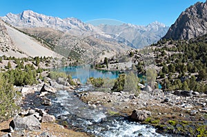 Majestic mountain lake in Tajikistan