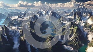 Majestic Mountain Landscape - AI Generated Illustration, realistic