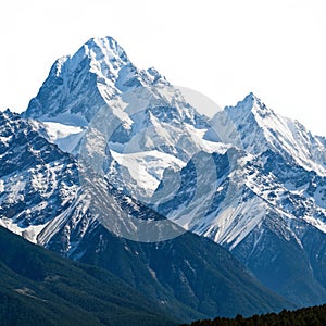 Majestic mountain peaks with snow-capped summits photo