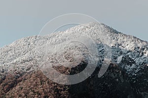 Majestic mountain range blanketed in snow