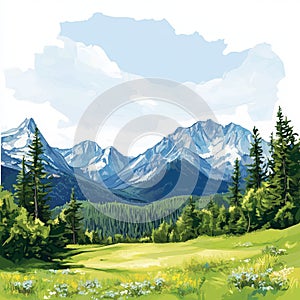 Majestic Mountain Range Landscape Clipart