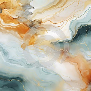 Majestic Mountain Range In Soft Earthy Tones Watercolor Style photo