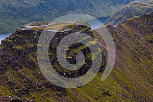 Majestic mountain ridge on overcast day in Scottish Highlands