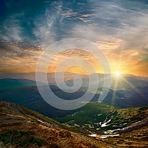 Majestic mountain sunset photo