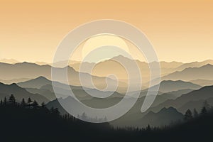 Majestic Mountain Sunset Silhouettes. Generative ai.