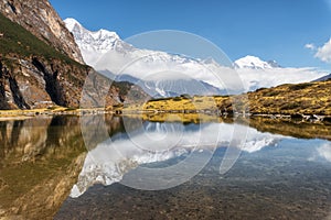 Majestic mountains with beautiful reflection in water