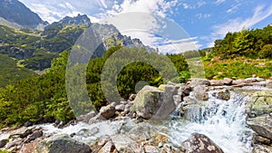 Majestic mountains landscape under morning sky with clouds. High Tatra mountain summer landscape