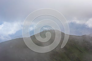 Majestic mountains landscape under morning sky with clouds. Overcast sky before storm. Carpathian, Ukraine, Europe