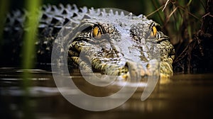 Majestic Nile Crocodile: Dominance in the Murky Mangrove Swamp