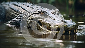 Majestic Nile Crocodile: Dominance in the Murky Mangrove Swamp