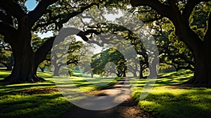 Majestic oak, with hanging vines, like a conqueror of wil