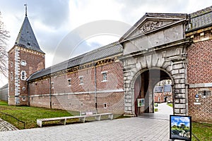 Majestic old Alden Biesen castle from 16th century, arched entrance