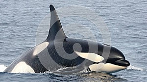 Majestic Orca Breaching the Surface of the Ocean
