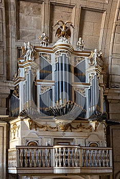 The majestic organ of the Sao Lourenco church in Porto, Portugal photo