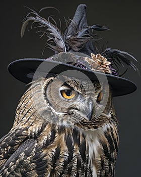 Majestic Owl in Ornate Hat