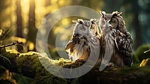 Majestic Owls in Enchanting Forest