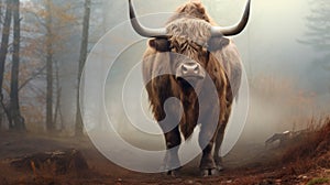 Majestic Ox In Scottish Landscape: A Photo-realistic Depiction