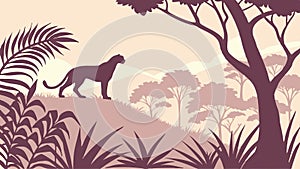 Majestic Panther in African Savanna Vector, vector design Generative AI photo