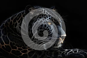 Majestic Panther Stuns In Striking Digital Artwork Against Black Background