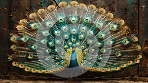 Majestic Peacock With Spread Feathers