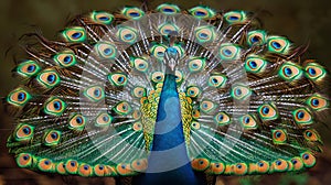 Majestic Peacock With Spread Feathers