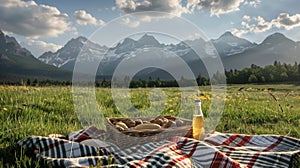 The majestic peaks provide a stunning backdrop for your picnic creating a pictureperfect memory photo