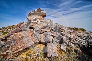 Majestic piles of rock formations in colorful desert landscape mountain