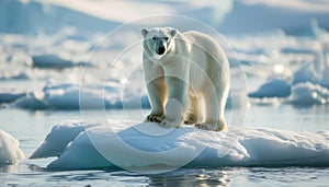 Majestic Polar Bear on Iceberg, Wildlife Conservation Concept