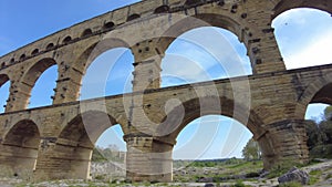 Majestic Pont du Gard, ancient Roman aqueduct in Provence