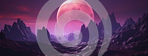 Majestic Purple Moonscape purple effect generative AI