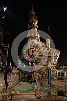 majestic and revered: the colossal sculpture of ayyanar and his warrior companion.