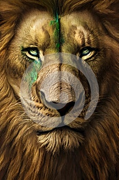 Majestic Reverie: Digital Lion Illustration Showcase photo