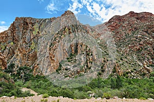 Majestic rocky redish mountains in Swartberg pass