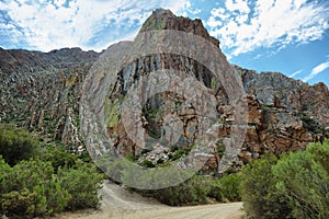 Majestic rocky redish mountains in Swartberg pass