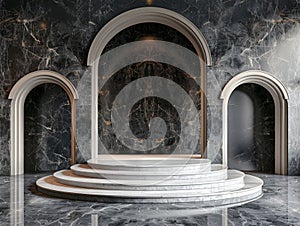 majestic room filled with marble arches and a glistening marble floor, creating a sense of grandeur and elegance photo