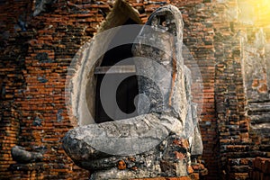 Majestic ruins of 1629 Wat Chai Watthanaram built by King Prasat Tong with its principal Prang (center) representing Mount