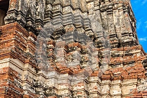 Majestic ruins of 1629 Wat Chai Watthanaram built by King Prasat Tong with its principal Prang (center) representing Mount