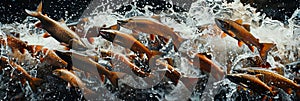 Majestic salmon run photorealistic view of fish leaping upstream in spawning bid