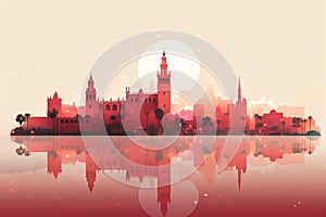 Majestic Seville: Minimal Illustration of Alcazar & Giralda Tower photo