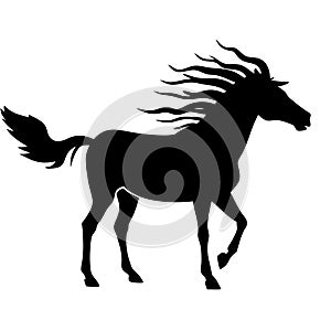 Majestic Silhouette of Wild Horse with Flowing Mane Vector Illustration photo