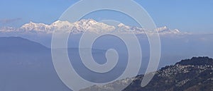 majestic snowcapped himalaya mountains, beautiful sleeping buddha range or mount kangchenjunga photo