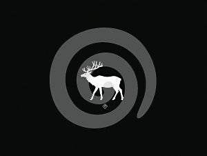 Majestic Stag Silhouette  Dark Background Wildlife Minimalist Graphic Design photo