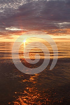 Majestic summer sunset over the Chudskoy lake