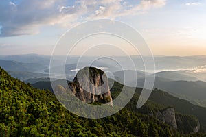 Majestic sunrise over Ceahlau National Park, Romania