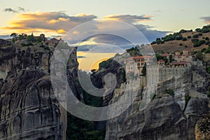 Majestic Sunset Clouds and Greek Rock Monasteries