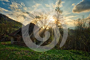 Majestic sunset in the mountains landscape