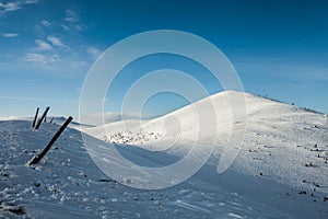 Majestic sunset in the winter mountains landscape